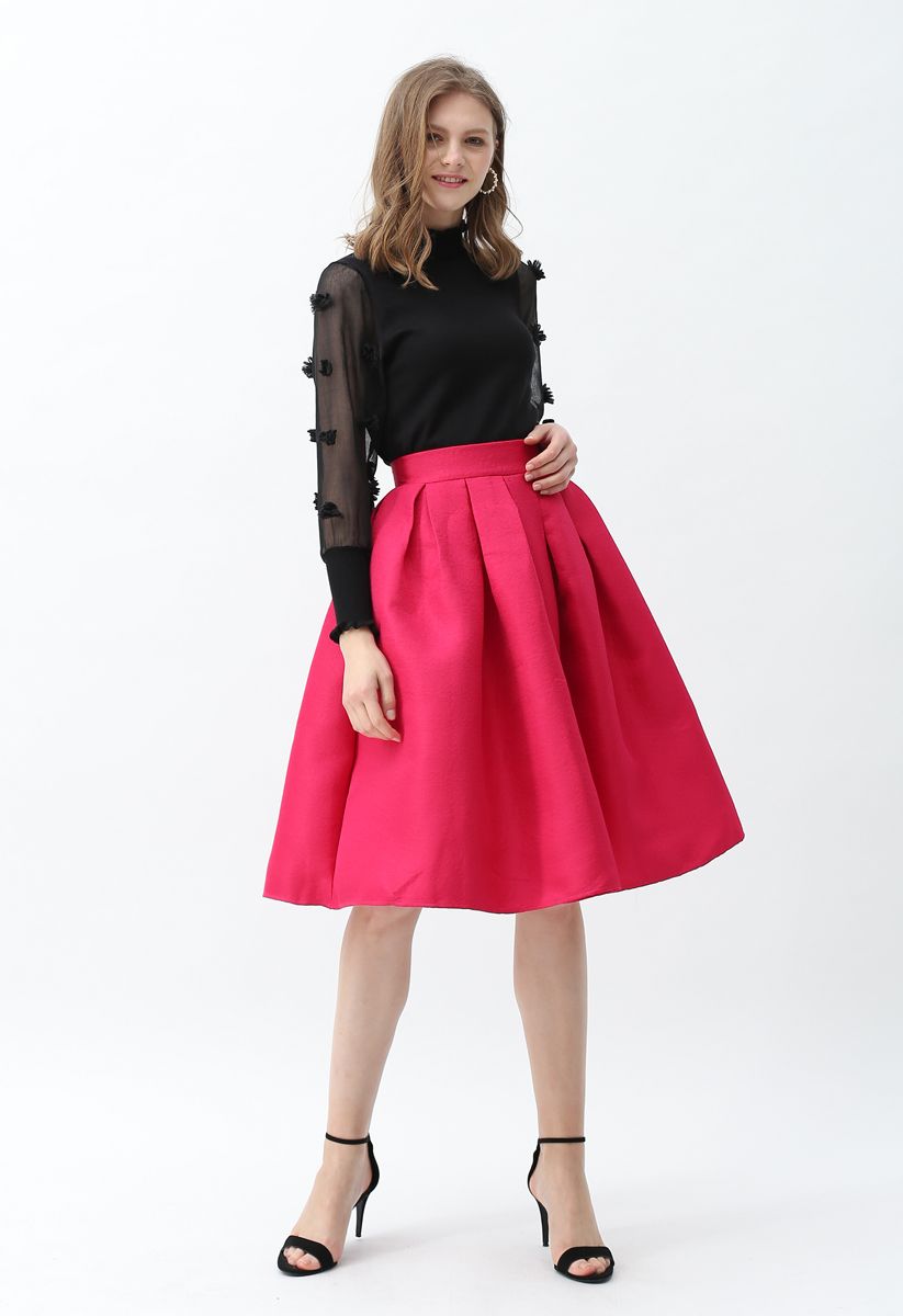 Cotton Candy Sheer Sleeves Knit Top in Black
