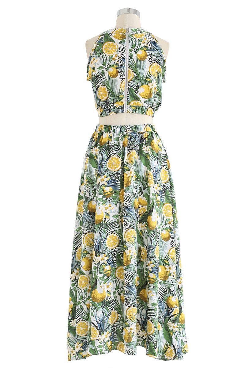Tropical Fun Printed Halter Neck Maxi Dress