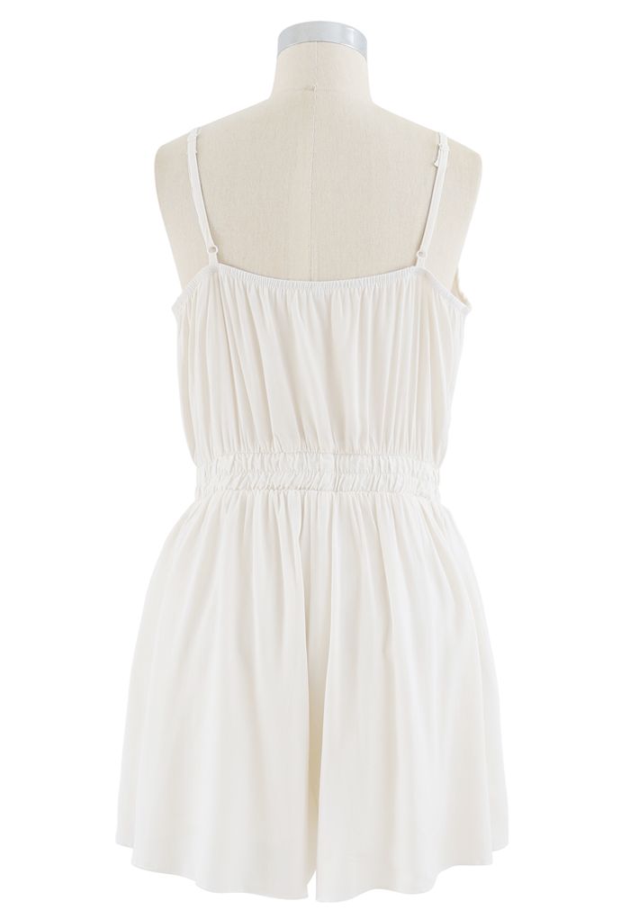 Ruffle Hem Wrapped Cami Playsuit in Ivory