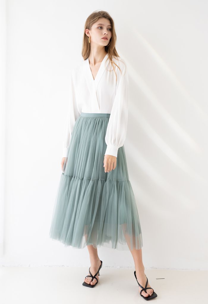 Can't Let Go Mesh Tulle Skirt in Turquoise