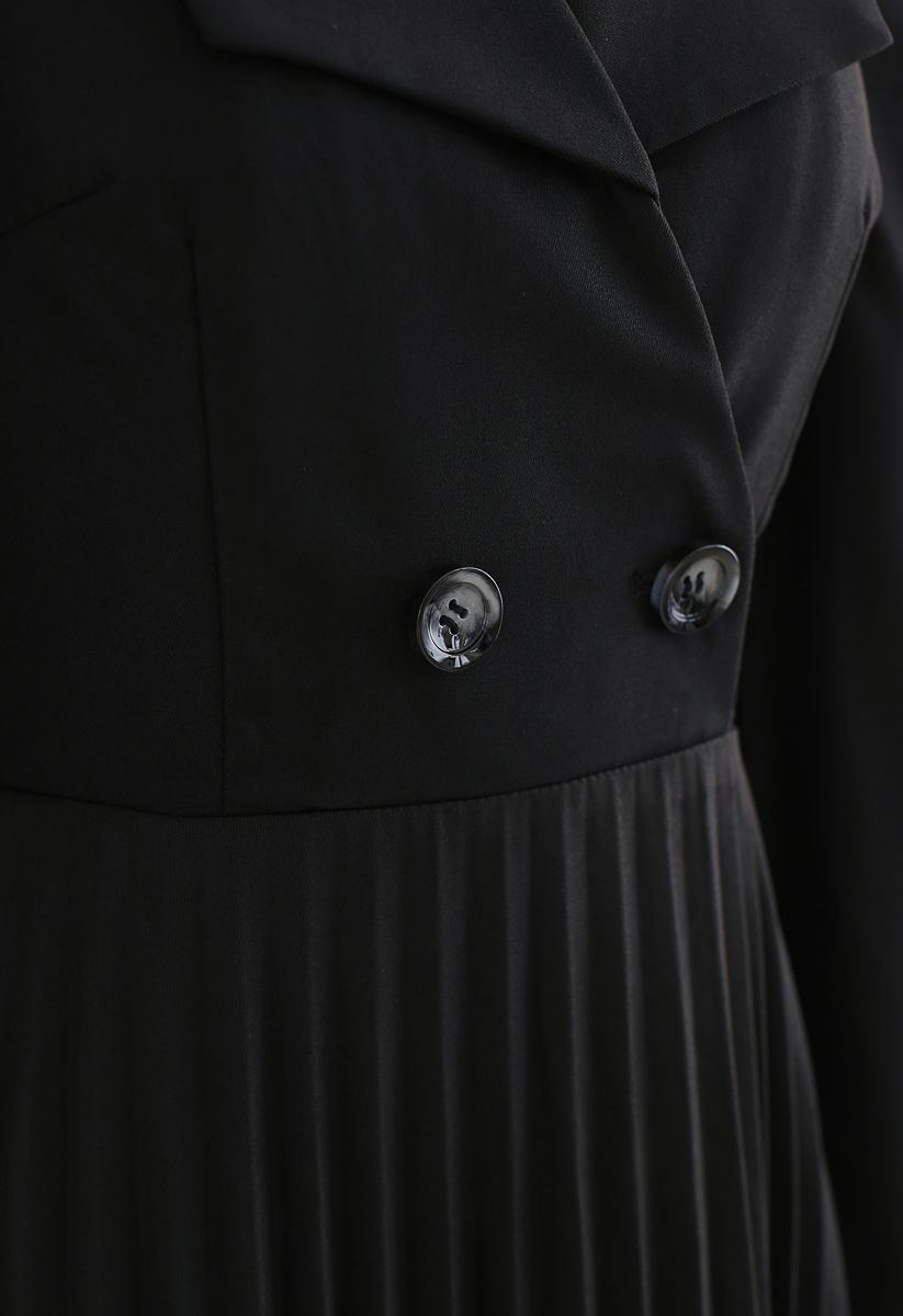 Asymmetric Pleated Buttoned Blazer Dress