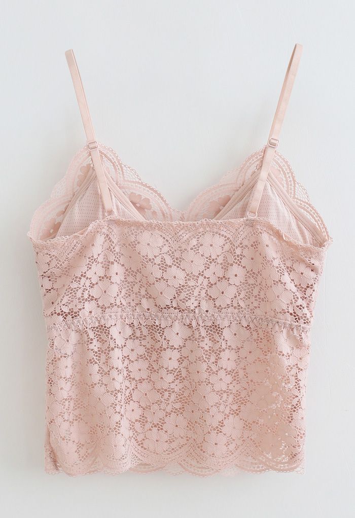 Lace Crop Tank Top in Pink