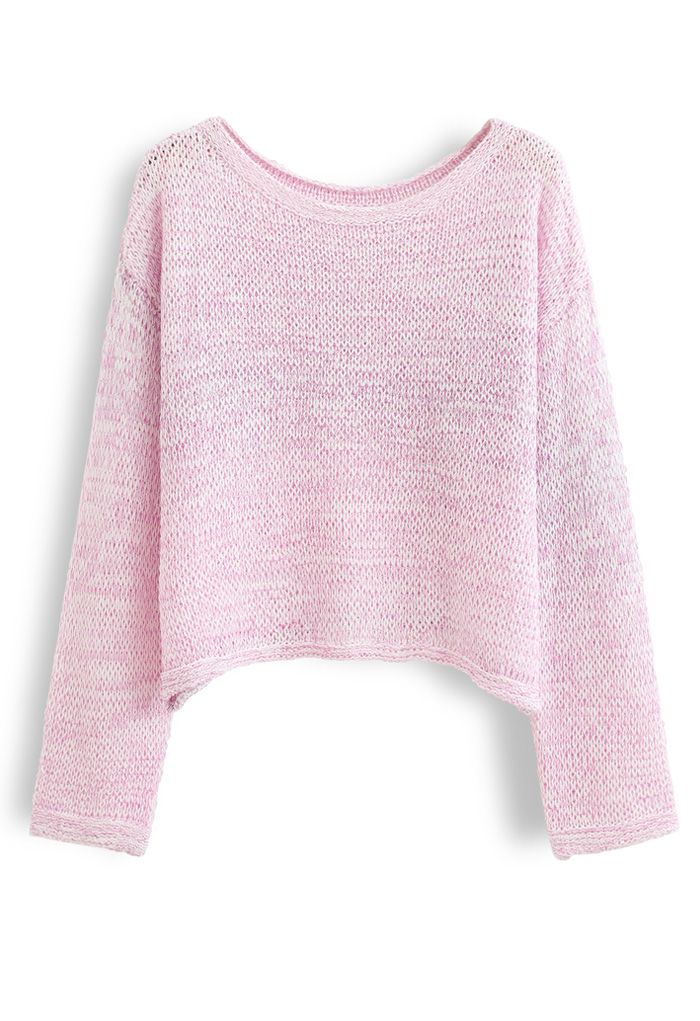 Variegated Open Knit Sweater in Pink