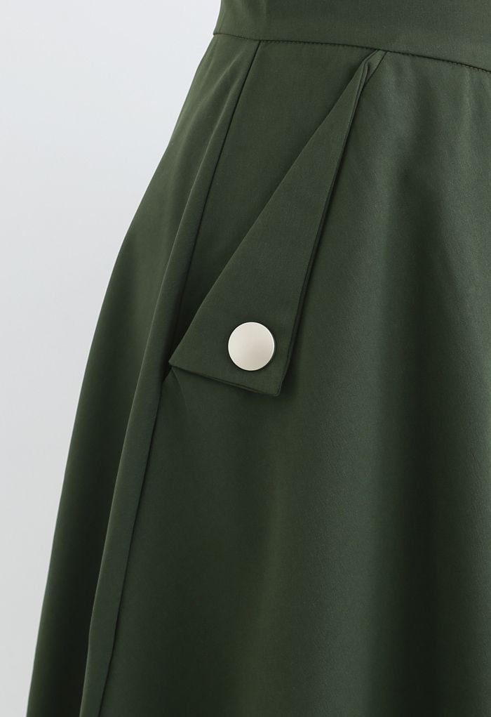 Classic Simplicity A-Line Midi Skirt in Dark Green
