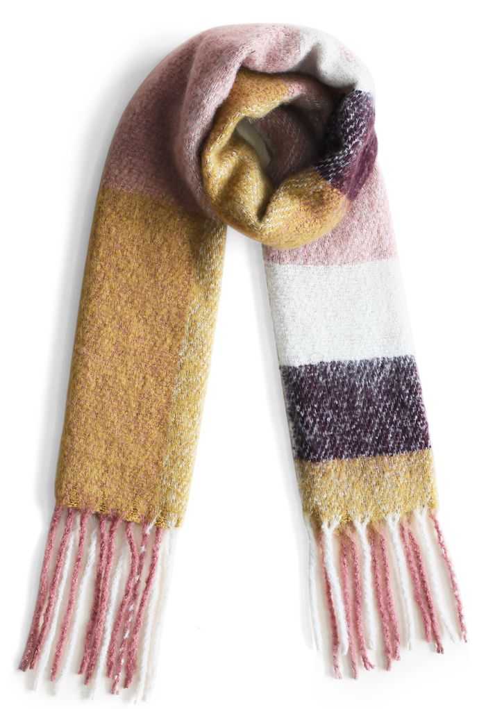 Mellow Block Fringed Scarf 