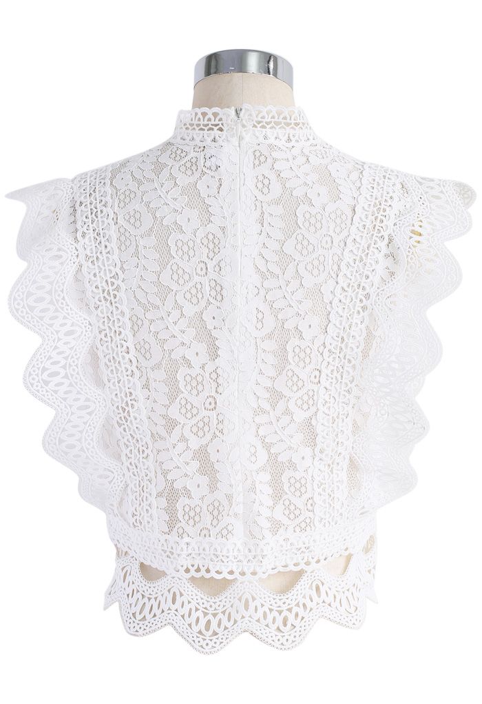 Your Sassy Start Sleeveless Crochet Lace Top in White