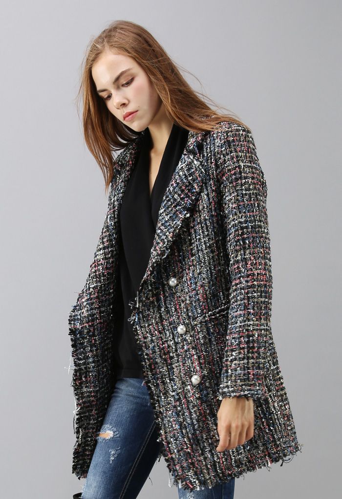 Flickering Attraction Double Breasted Tweed Coat 