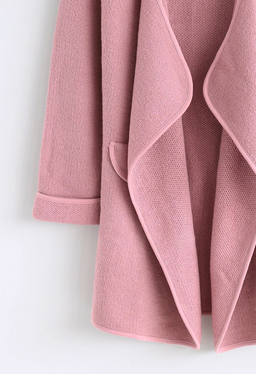 Just Knitted Open Coat in Pink