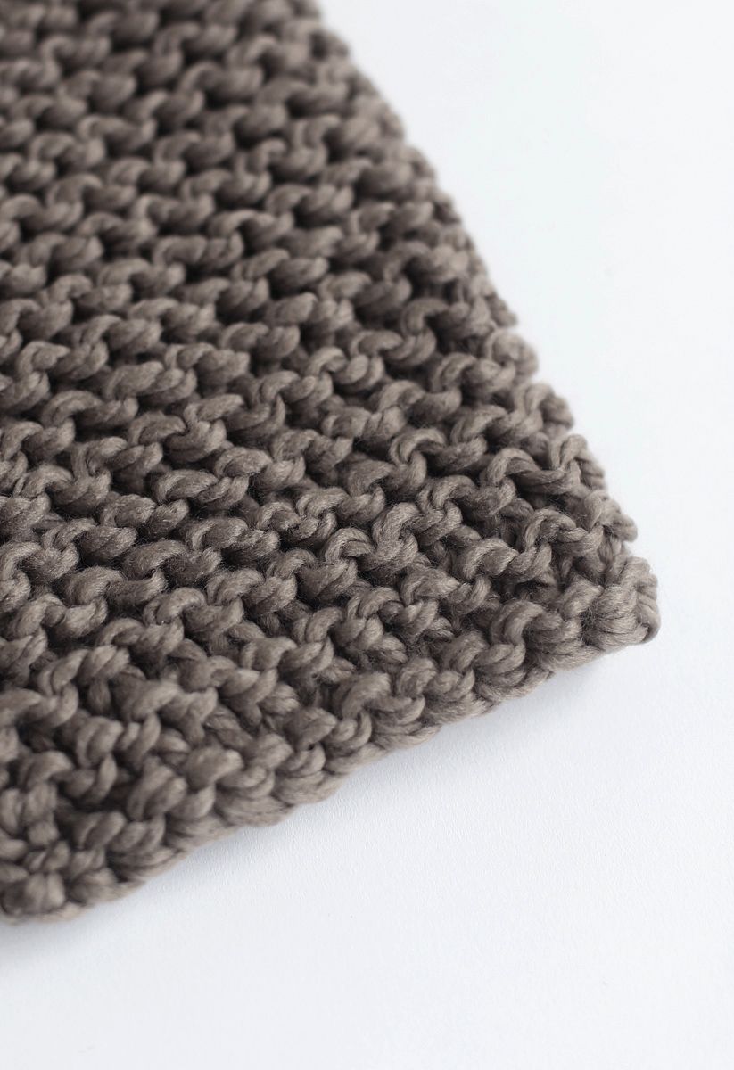 Keeping You Warm Hand Knit Scarf in Taupe