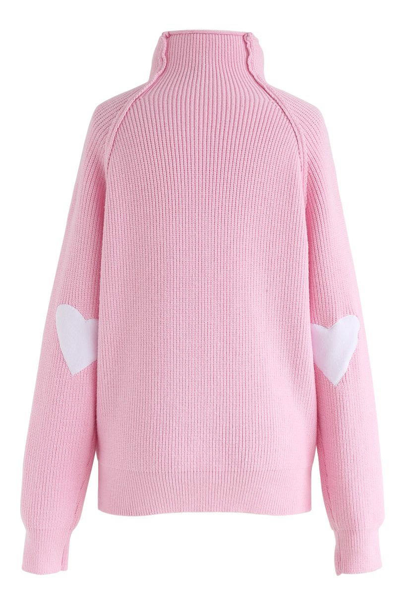 Heart and Soul Patched Knit Sweater in Pink
