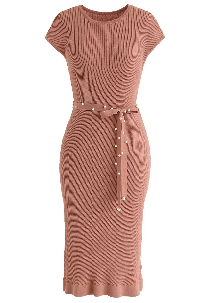 Staring At the Sunset Knit Dress in Coral