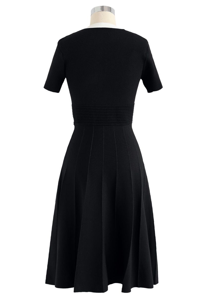 Take A Ride With Me Bowknot Knit Dress in Black  