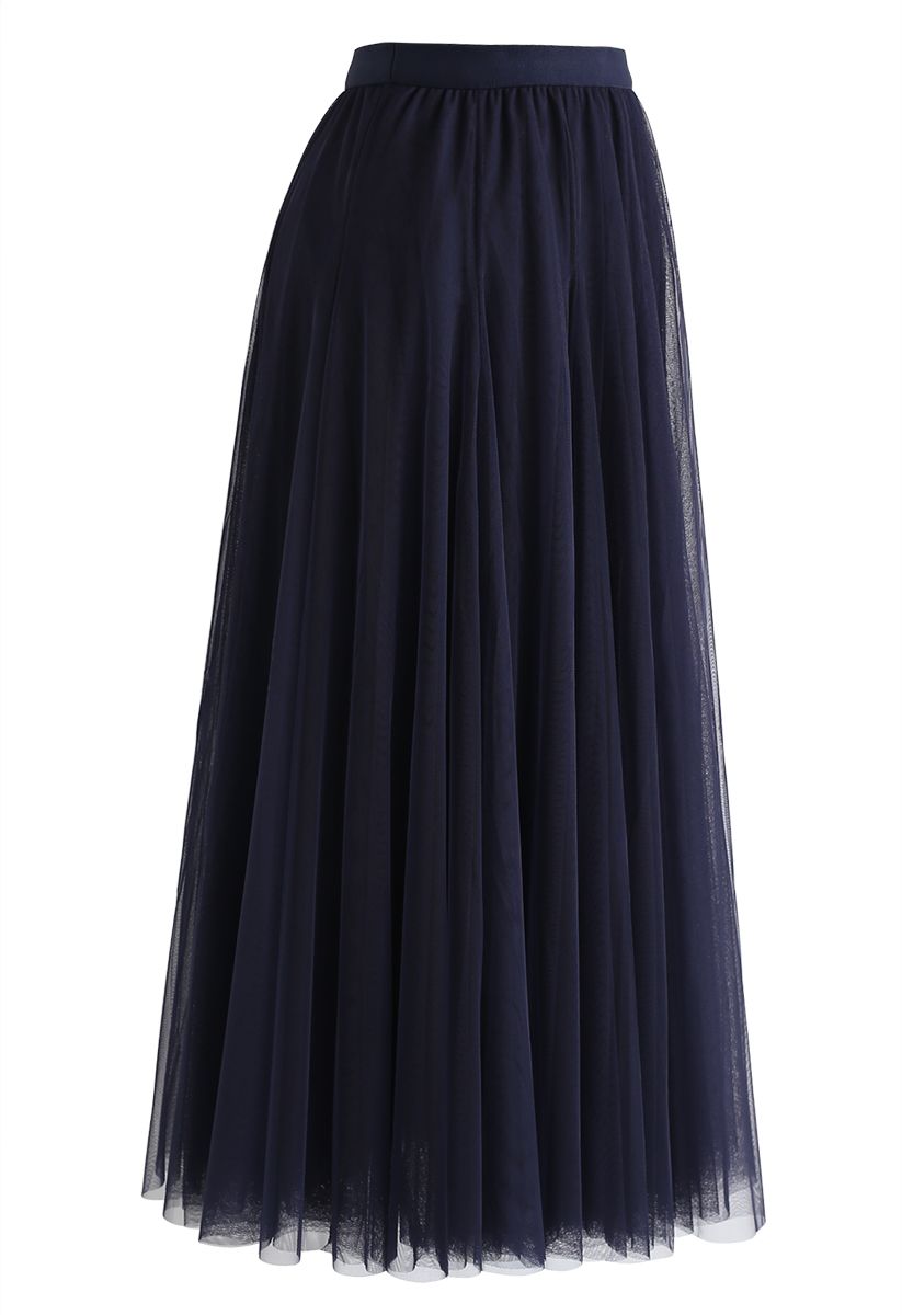 My Secret Weapon Tulle Maxi Skirt in Navy