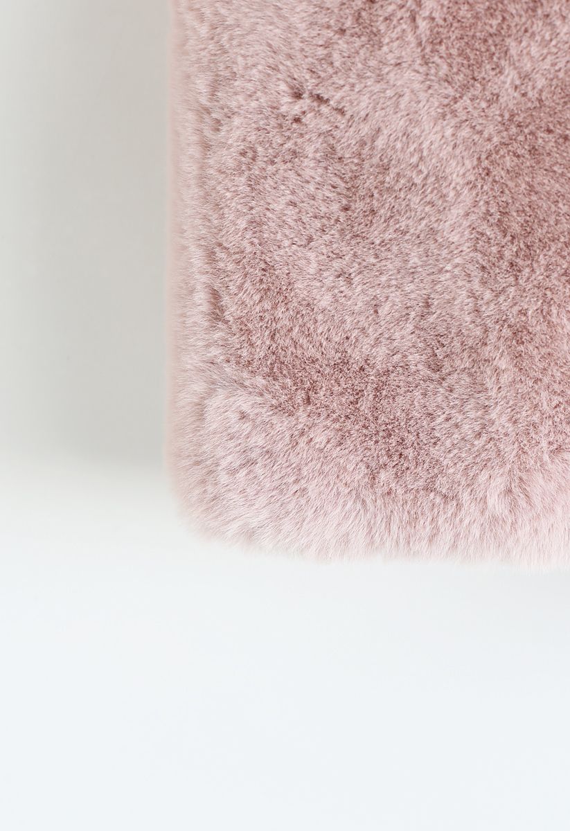 Pink Mid-Length Faux Fur Vest