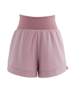 Shorts deportivos con cintura entrecruzada en rosa polvoriento