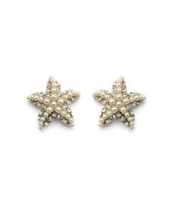 Pendientes de Estrella de Mar con Cuentas de Perlas y Cristal