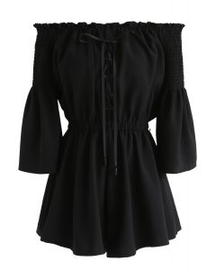 Daily Chic Off-Shoulder Playsuit in Black