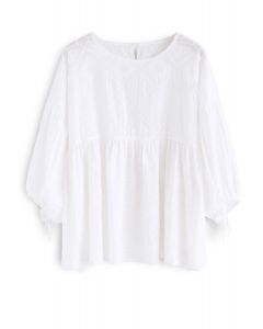 Boho Maze Embroidered Dolly Top in White