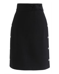 Get It Started Bowknot Bud Skirt in Black