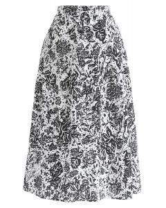 Imagina más una falda de una línea en relieve floral en negro