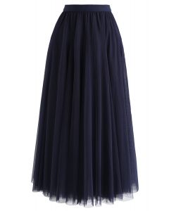 My Secret Weapon Tulle Maxi Skirt in Navy