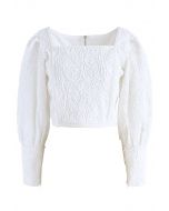 Diva Full Lace Square Neck Crop Top in White