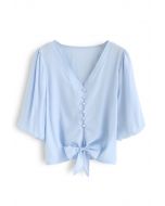 Sweet and Sound Bowknot Crop Top in Sky Blue