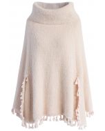 Winter Tale Knitted Cape in Pink