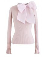 Fancy with Bowknot Knit Top in Pink